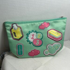 Clinique Cosmetic Makeup Bag Green & Pink Patch Bag Spring 2024 Limited Edition